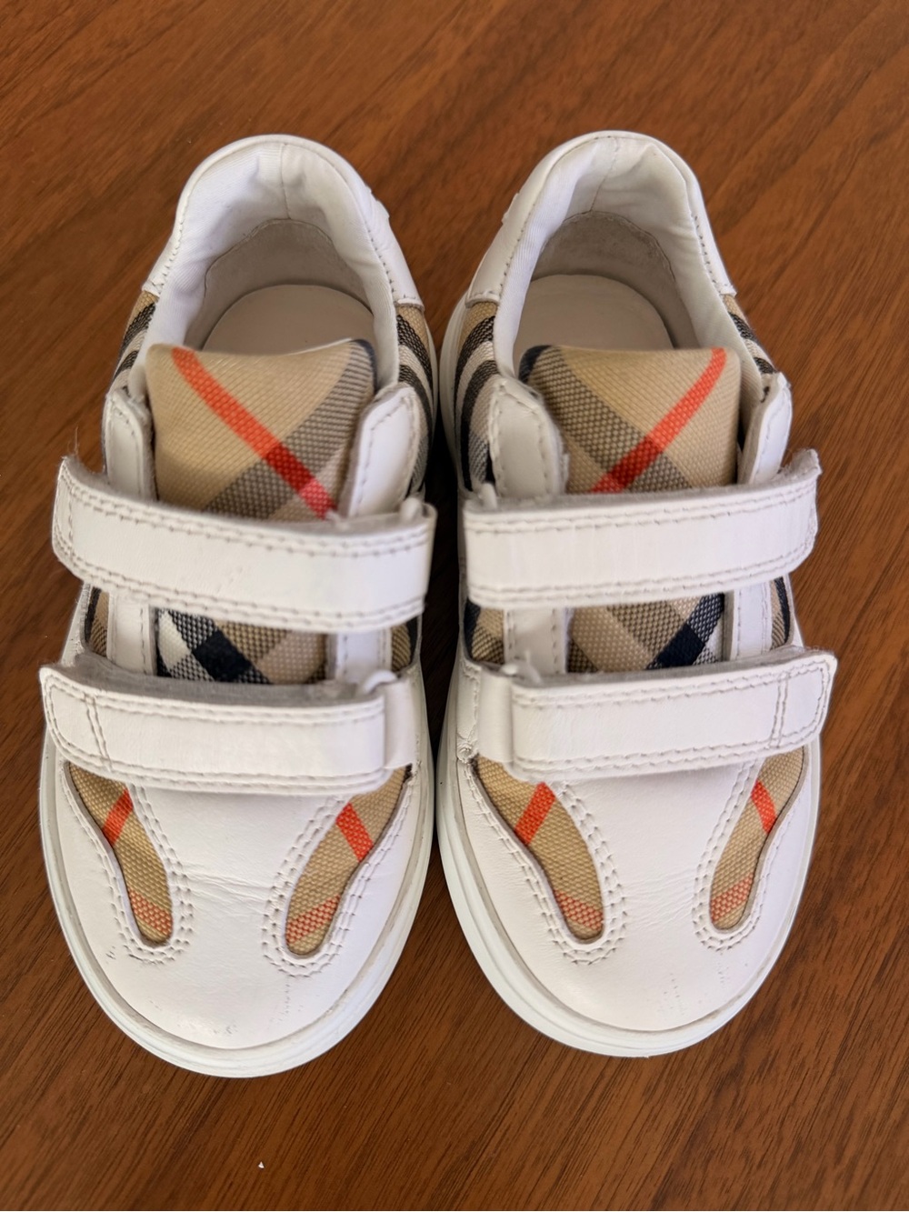 Burberry White Leather Kids Sneakers with Signature Check